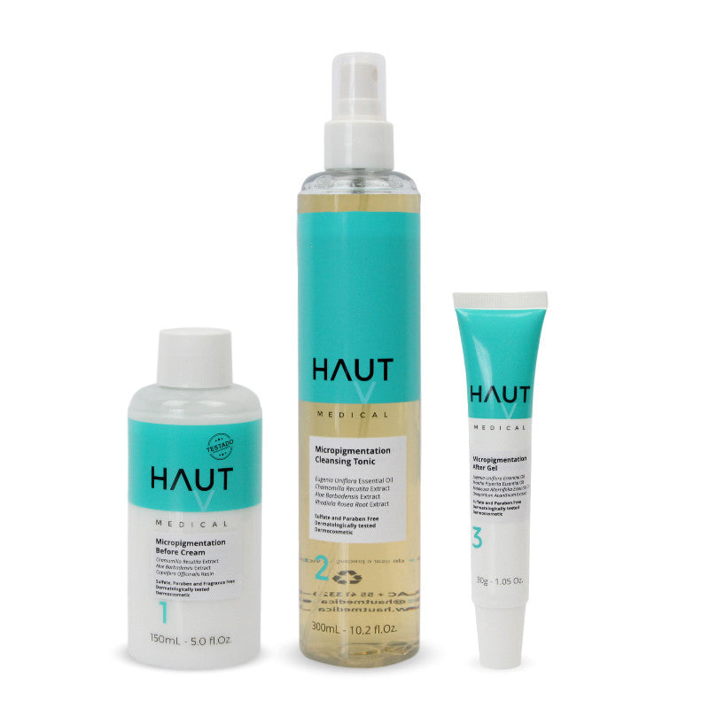 Haut Medical - Professional Combo Step 1, 2 & 3 - Permanent Makeup (PMU) and Body Tattooing - PACK WITH 3 UNITS Haut Medical