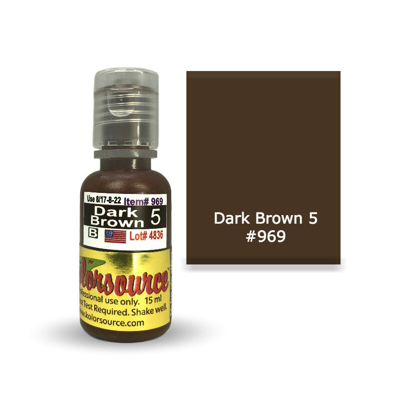 Kolorsource - Permanent Makeup Pigment (PMU) Dark Brown 5 #969 - 15ml Kolorsource